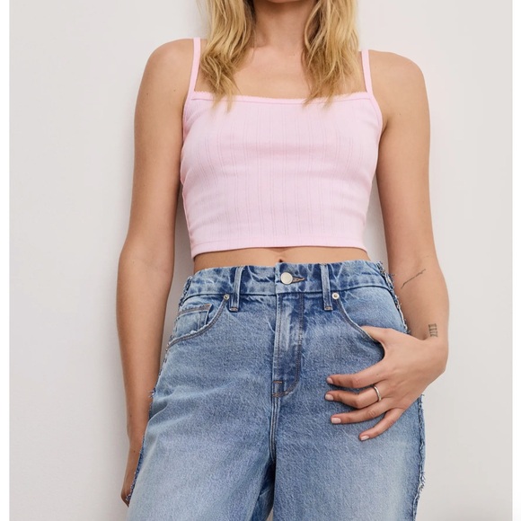 Good American Pointelle Crop Camisole - Picture 1 of 8